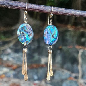Abalone Muschel Windspiel Ohrringe – 14k Gold Filled oder Sterling Silber – Handgemachter Boho Schmuck