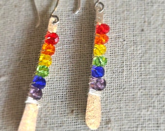 Bar Earrings* Rainbow*  Pride* Shakra Jewelry