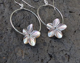 Pua Nani Plumeria Shell Earrings