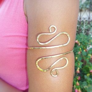 Dainty Egyptian Upper Arm Cuff | Hammered Brass Armband | Goddess Armlet | Handmade in Hawaii