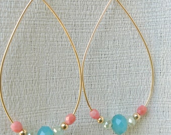 Tropical Hoops - 14k Gold Filled or Sterling Silver ~ Customize Bead Options