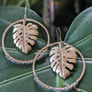 Tropical Nights Monstera Hoop Earrings - Limited Edition