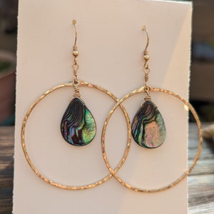 Abalone Shell Gold Hoop Earrings main image 1