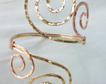 Grecian Double Swirl Upper Arm Cuff - Hammered Upper Arm Band - Armlet - A great NEW YEARS Accessory