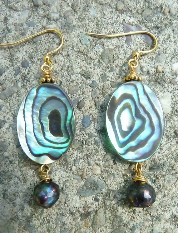Peacock Abalone Drop Earrings
