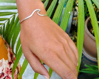 Dainty Wave Bracelet | Minimalist Metal Cuff | Mermaidcore Ocean Jewelry | surfer girl | Made in Hawaii