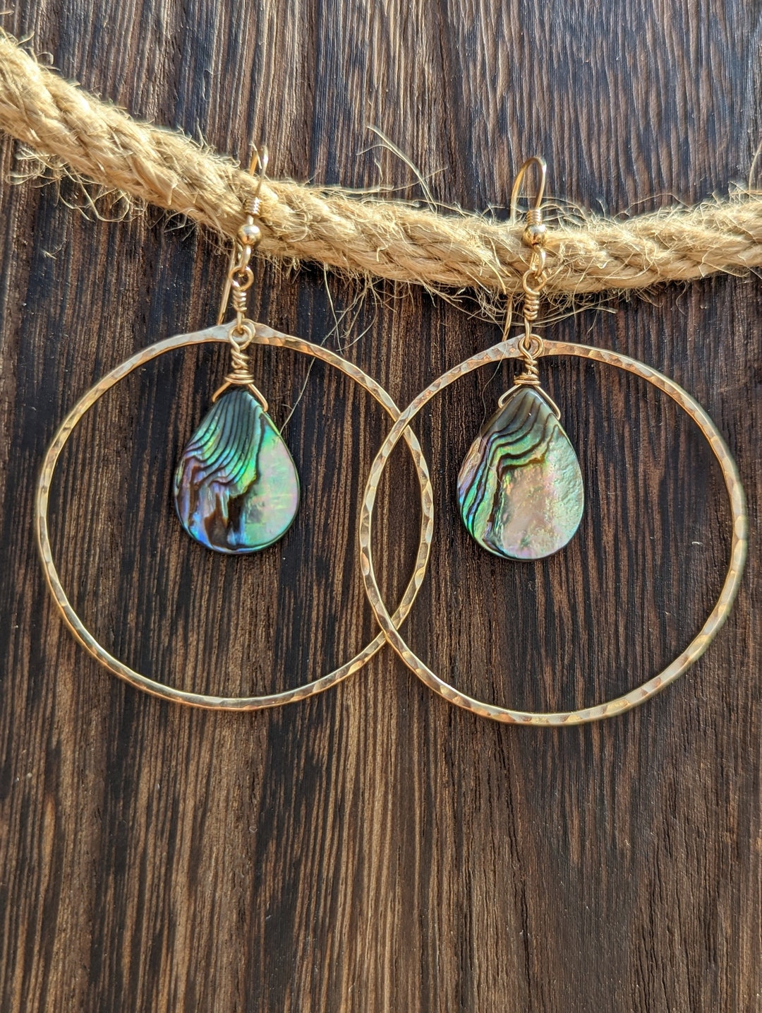Abalone Shell Gold Hoop Earrings