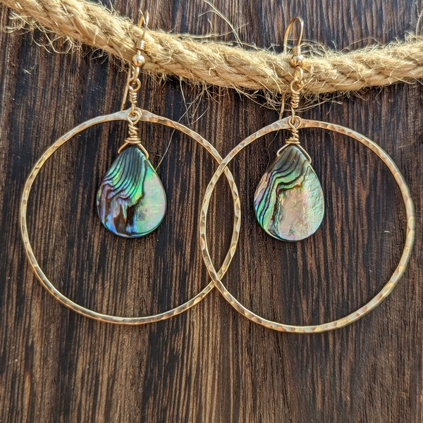 Abalone Hoop Earrings