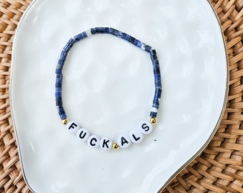 F*ck ALS Perlenarmband limitierte Auflage | Geschenk | Stapelarmband | ALS-Bewusstsein | Fuck als | Natürlicher blauer Sodalith