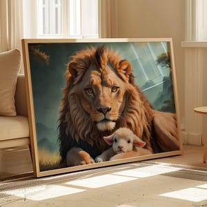 Lion and Lamb Art Print | Animal Art | Christian Wall Decor | Digital Download