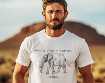 Geometry of Nature 2024 Elephant - Unisex-Bio-Baumwoll-T-Shirt im Line Art Tier Design