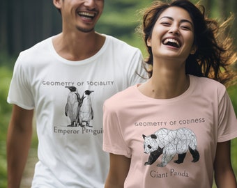 Geometry of Nature 2024 Giant Panda - Unisex-Bio-Baumwoll-T-Shirt im Line Art Tier Design