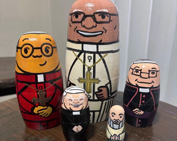 Pope, Cardinal, Bishop, Priest, Deacon Catholic Nesting Doll Set