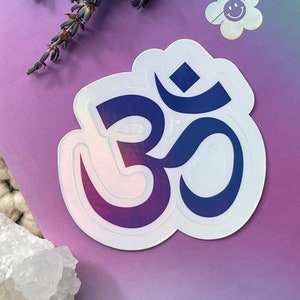 Autocollant holographique permanent en vinyle résistant à l'eau | OM | Sticker yoga