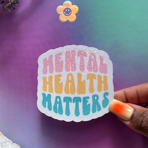 Adhesivo de vinilo holográfico permanente resistente al agua / Mental Health Matters / Adhesivo de salud mental