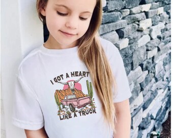 T-shirt coeur comme un camion pour enfants | T-shirt enfant Lainey Wilson | t-shirt sud des enfants pour filles
