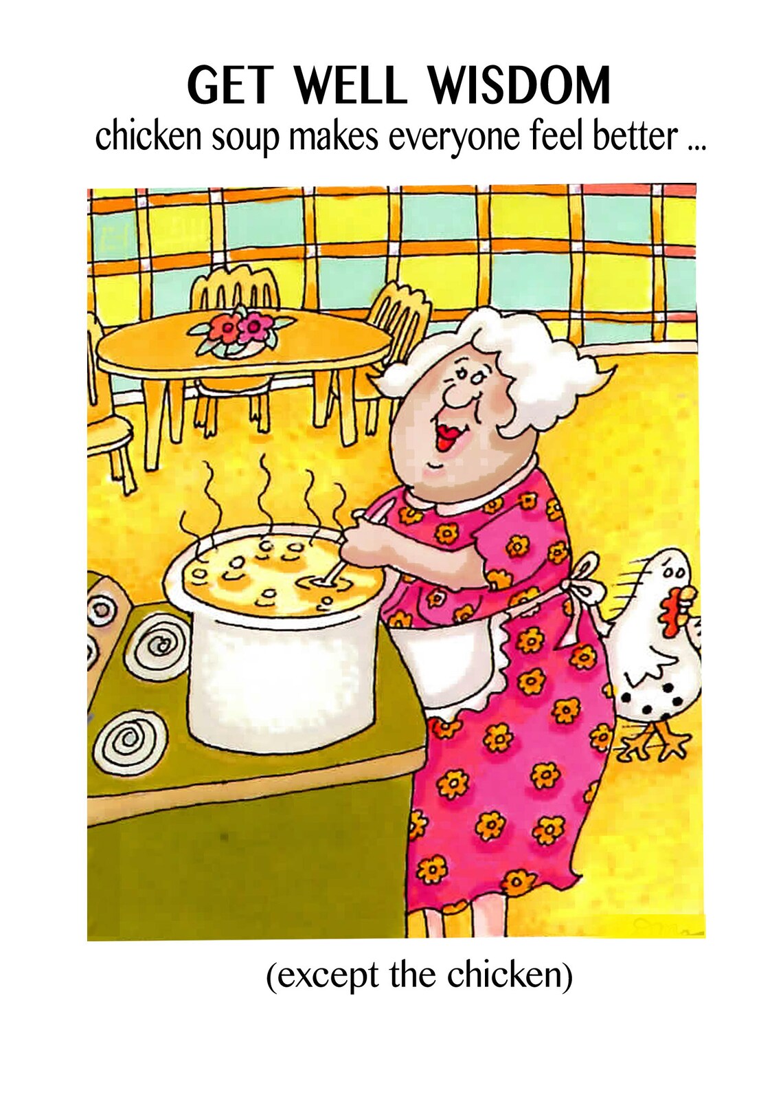 GET WELL CARD Lady Making Chicken Soup Etsy