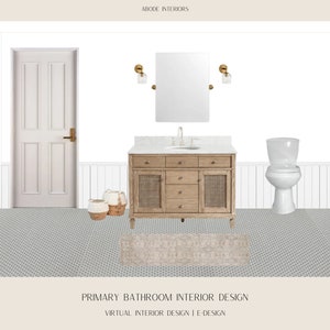 Custom BADKAMER Virtuele interieurontwerpservices - 1 badkamer | E-ontwerp| Badkamerontwerp | Moodboard | 1 revisie: