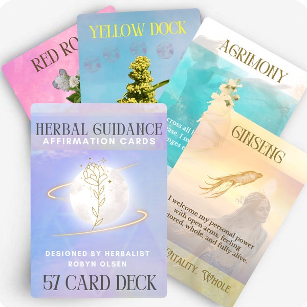 Herbal Cards Guidance Affirmation Card Deck 57 Herb Cards