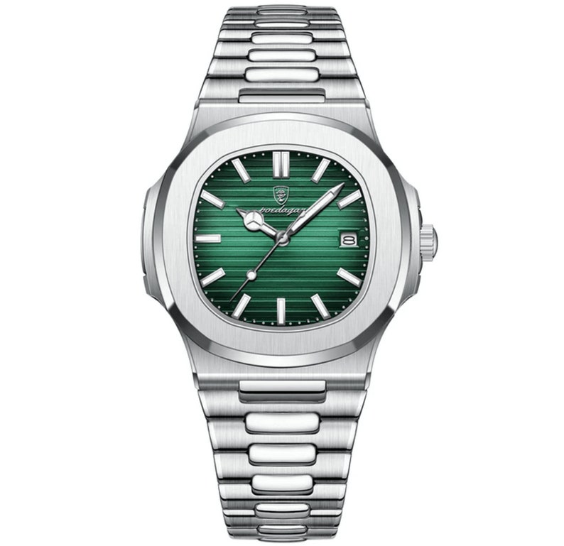 Poedagar Reloj de Pulsera Informal de Negocios para Hombres Movimiento de Cuarzo Verde