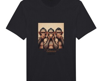 PRICE includes SHIPPING! T-shirt Unisex Premium Monkeys I don't see I don't hear I don't speak ANANTH
