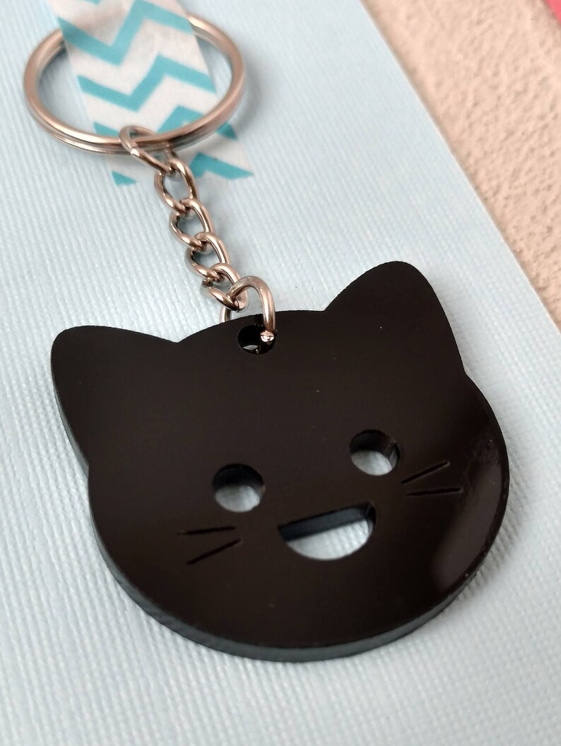 Download Cat Keychain Acrylic or Wood Laser Cut Key Chain Colors | Etsy