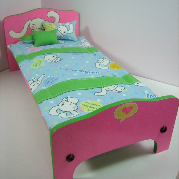 Spring Colored Cinnamaroll Twin Bed with Bedding for Blythe Dal and Yo-SD Dolls