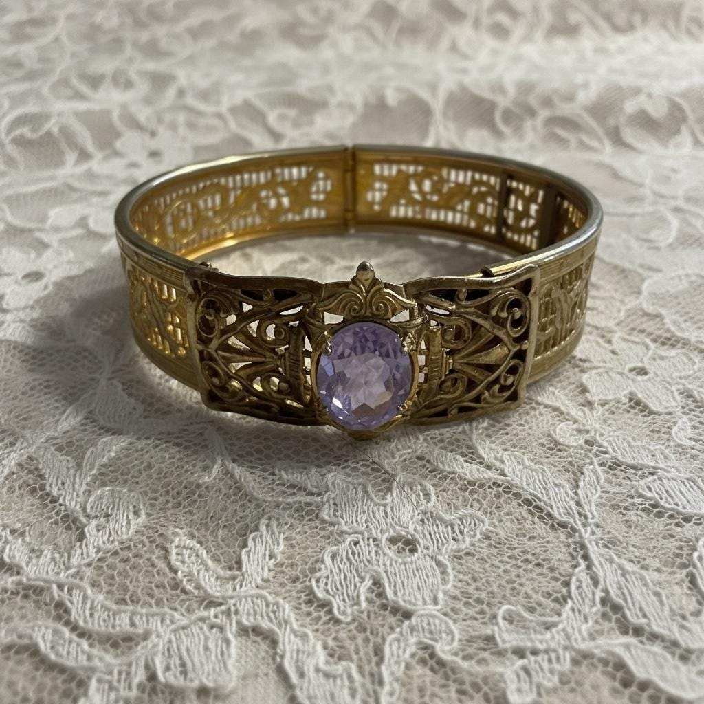 Victorian Amethyst Hinged Bracelet - Etsy