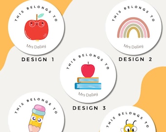 Pegatinas personalizadas para profesores: etiquetas para el aula «Esto pertenece a». 35 pegatinas brillantes.