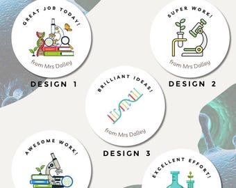 Pegatinas personalizadas de recompensa para profesores de biología: 35 pegatinas brillantes