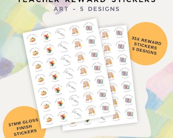 Pegatinas personalizadas de recompensa para profesores de arte - Pegatinas brillantes de 37 mm (x35)