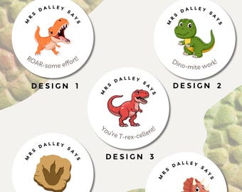 Pegatinas personalizadas de dinosaurios para profesores: 35 pegatinas brillantes