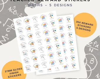 Pegatinas personalizadas de recompensa para profesores de matemáticas: 35 pegatinas brillantes