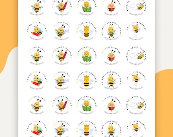 Pegatinas del Día Mundial de las Abejas: Pegatinas personalizadas de recompensa para profesores (35 por hoja)