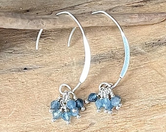 Aquamarine Cluster Sterling Silver Earrings