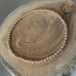 3mm Round Gold Filled Beaded STRETCH Bracelet Stacking Bracelet Fits Up To 7" wrist