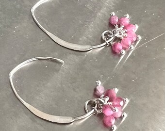 Pink Tourmaline Cluster Sterling Silver Earrings