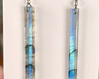 Flashy Labradorite Sterling Silver Post Earrings