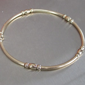 Gold Filled Beaded STRETCH Bracelet Stacking Bracelet Fits Up To 6.75" wrist