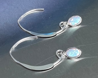 White Opal Sterling Silver Earrings