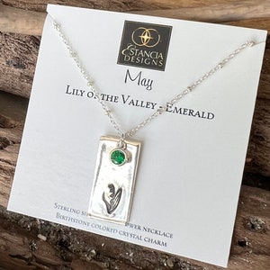 Birth Flower Birthstone Sterling Silver Necklace All Months Available