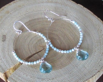 Larimar Aquamarine Sterling Silver Earrings