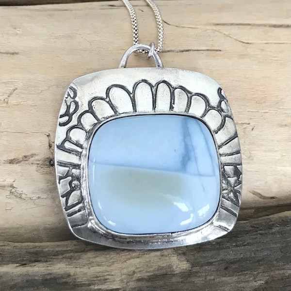 Owyhee Blue Opal Sterling Zilveren PMC Ketting