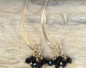 Black Spinel Cluster 14kt Gold Filled Earrings