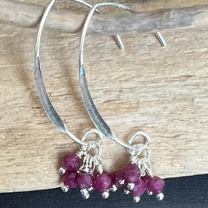Ruby Cluster Sterling Silver Earrings