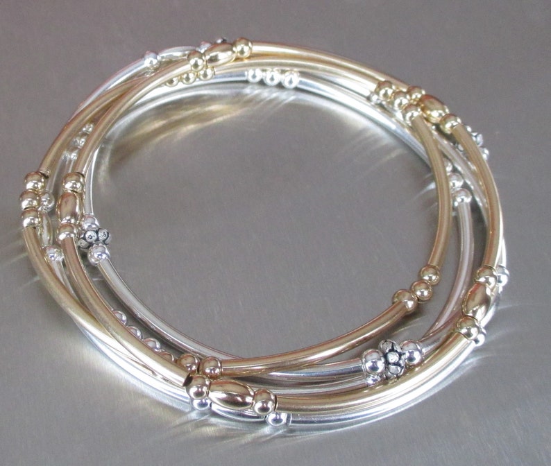 Gold Filled Beaded STRETCH Bracelet Stacking Bracelet Fits up to 6.75