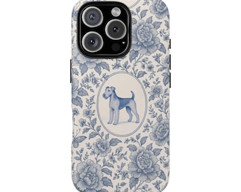 Airedale Terrier, Airedale, Blue Floral Dog Phone Case, Tough Cases for Pet Lovers, Dog Lover Gift, Gift for Dog Owners, Floral Phone Cover