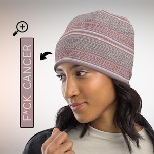 F*ck Cancer Hat: Hidden Message Beanie, Chemo Headwear, Empowering Support Gifts, Survivor Knit Cap, Hair Loss Covers