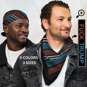 Sciarpa con messaggio nascosto "F*ck Trump": fascia per capelli da attivista, accessorio anti-Trump discreto, regalo con motivo tribale astratto, ciondolo per borsa bandana