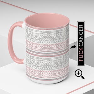 Tazza con messaggio nascosto "F*ck Cancer": tazza da caffè per sostenere i combattenti, regalo per l'empowerment chemioterapico, rosa per il cancro al seno